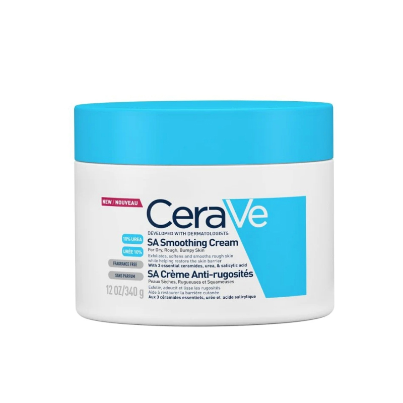 کرم کاسه ای مرطوب کننده قوی سراوی Cerave مدل Sa Smoothing (آبی) وزن 340 گرم
