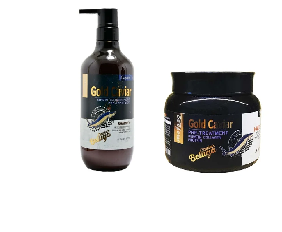 شامپو و ماسک فری سولفات خاویار طلایی میفاسو Mefaso gold caviar