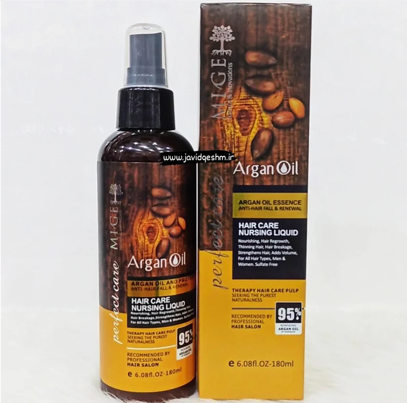 اسپری و شیر مو روغن ارگان میگ MIGE حجم 180 میلی لیتر