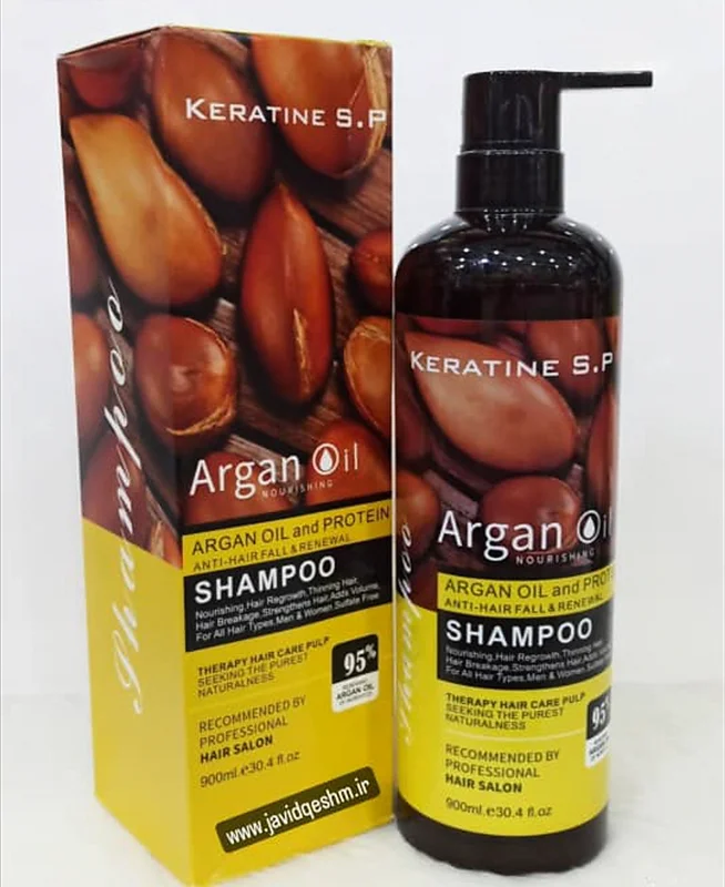 شامپو فری سولفات و ضدریزش روغن آرگان کراتین اس پی KERATINE S.P حجم ۹۰۰ میلی لیتر
