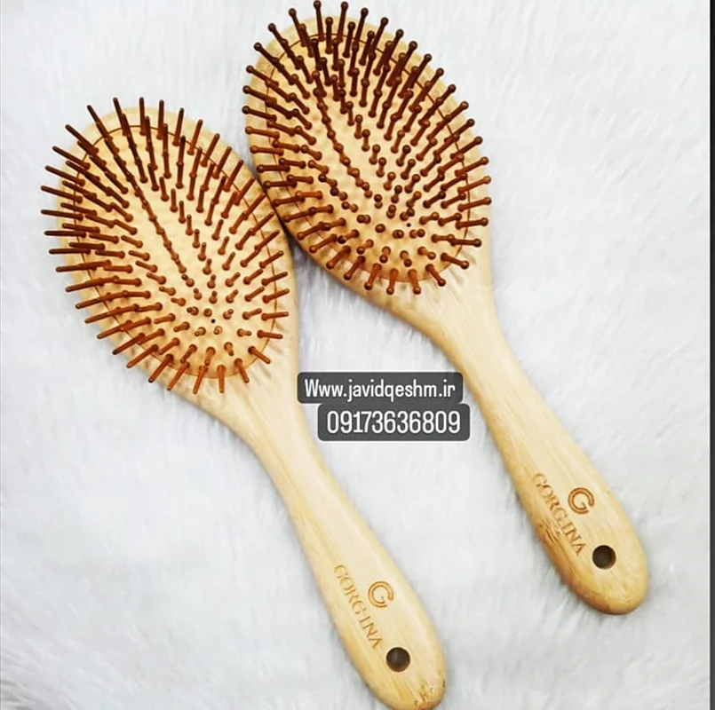 برس چوبی بامبو اصل سایز بزرگ بیضی