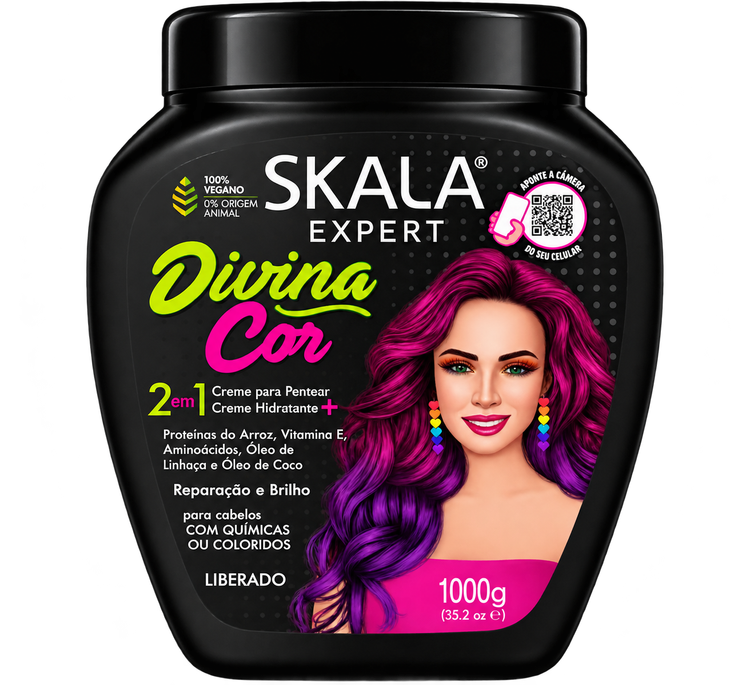 کرم حالت دهنده و بازسازی عمیق موهای فر رنگ شده 2 در 1 اسکالا Skala Expert Divina Cor 2 in 1 Hair Treatment Cream 1000g