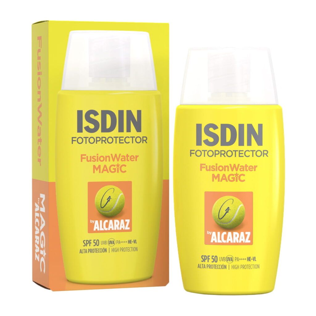 ضد آفتاب ایزدین آلکاراز Isdin Fusion Water Magic Alcaraz Spf 50 زرد