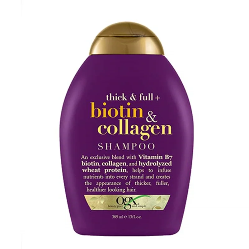 شامپو تقویت کننده مو او جی ایکس مدل بیوتین کلاژن Biotin & Collagen حجم 385 میلی لیتر
