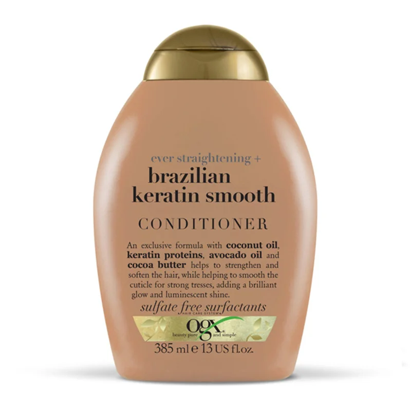 شامپو او جی ایکس مدل کراتین برزیلی Brazilian keratin Smooth حجم 385 میلی لیتر