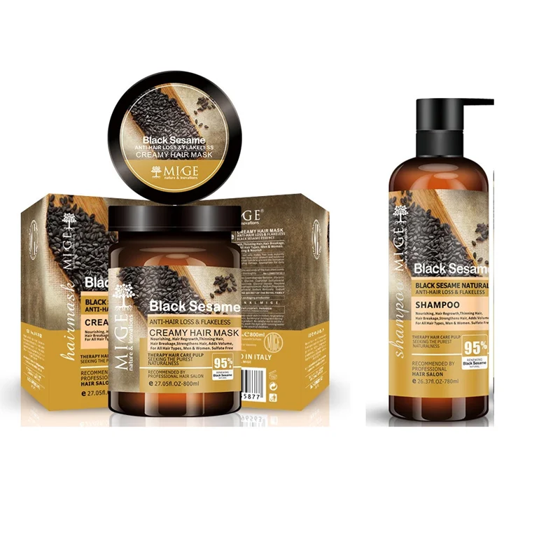 شامپو و ماسک مو برند میگ کنجد سیاه Black Sesam Mige