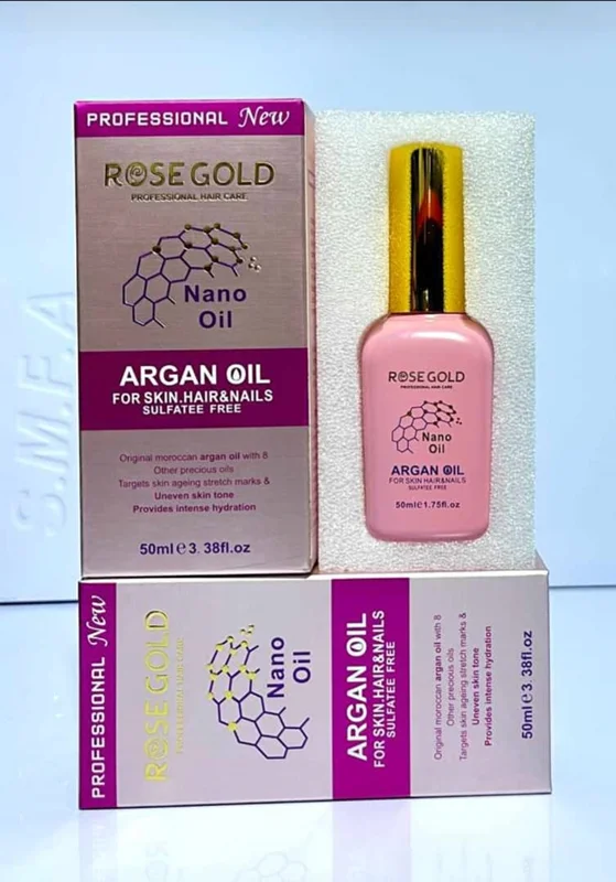 روغن آرگان رزگلد نانو سه کاره ROSE GOLD NANO OIL حجم 50 میل