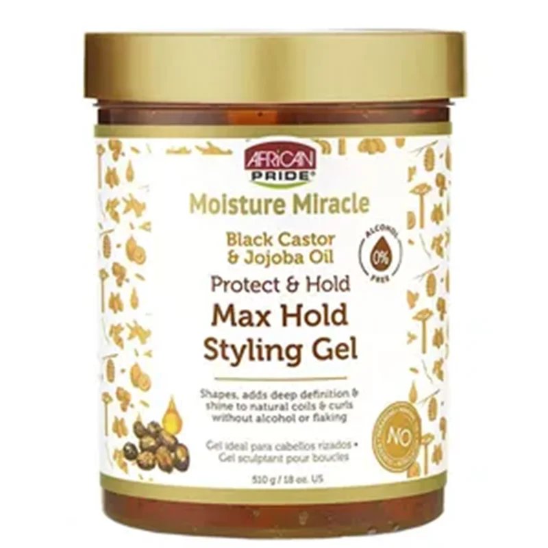 ژل استایل قوی روغن کرچک سیاه و جوجوبا افریکن پراید حجم 510 گرم
