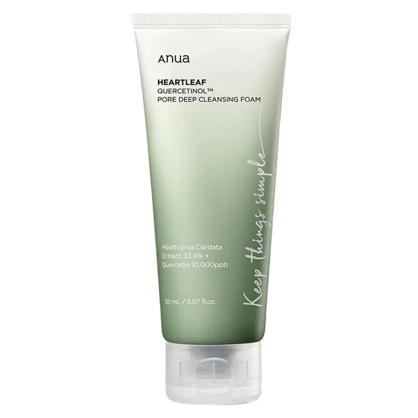 فوم شستشوی تسکین دهنده و پاک کننده عمقی منافذ آنوا Anua Heartleaf Quercetinol Pore Deep Cleansing Foam حجم ۱۵۰ میل