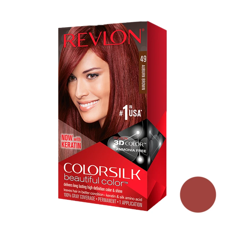 کیت رنگ مو بدون آمونیاک رولون شماره 49 رنگ (قهوه ای شرابی)Auburn Brown