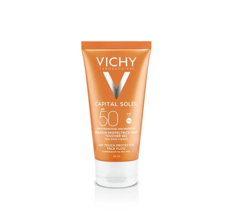 فلوئید ضد آفتاب ویشی درای تاچ پوست‌ چرب و مختلط بی رنگ 50 میل SPF 50